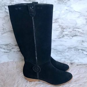 JACK ROGERS Black Suede Sawyer Riding Boots